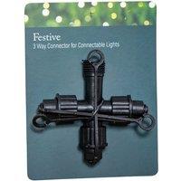 Samuel Alexander 9x10cm Black Plastic 3 Way Connector Max for Connectable String Lights | Size: 9x10 cm