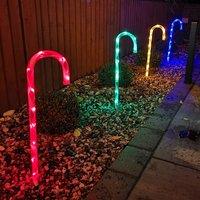 Samuel Alexander 4pcs 62cm Premier Outdoor Multicoloured Christmas Candy Cane LED Path Lights for Garden