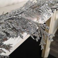 Samuel Alexander 1.8m Silver Glitter Cedar Leaf Garland Christmas Decoration