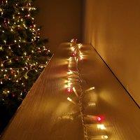 Samuel Alexander 1000 LED 25m Indoor Outdoor Christmas Multi Function Mains Operated String Lights with Timer & Clear Cable in Red & Vintage Gold