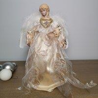 Samuel Alexander 30cm Angel Christmas Tree Topper with Feather Wings in Gold
