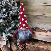 Samuel Alexander 32cm Festive Christmas Red & Grey Bearded Gonk with White Polka Dot Hat