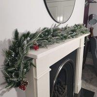 Samuel Alexander 1.8m (6ft) New Jersey Christmas Garland with Red Berries Pinecones & Snow Tipped PVC Branches in Green