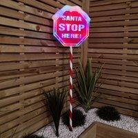 Samuel Alexander Premier Christmas Light up Santa Stop Here Garden Patio Sign 110cm in Red