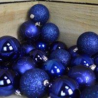 Samuel Alexander Set of 24 60mm Shatterproof Christmas Tree Baubles in Midnight Blue in Dark Blue
