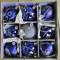Samuel Alexander Set of 9 Shatterproof Deluxe Glitter Christmas Tree Baubles in Midnight Blue in Dark Blue