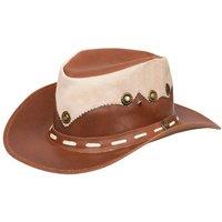Infinity Leather Australian Western Style Cowboy Outback Real Leather & Suede Aussie Bush Hat in Tan | Size: Large