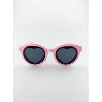 SVNX Round Frame Sunglasses with Heart Lenses in Pink