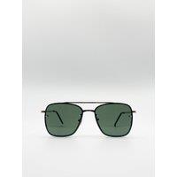 SVNX Silver Aviator Sunglasses with Metal Frames in Gold