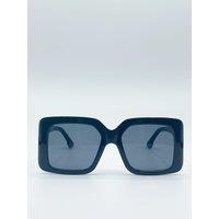 SVNX Oversized Plastic Frame Square Sunglasses in Black