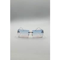 SVNX Square Rimless Sunglasses with Blue Ombre Lens