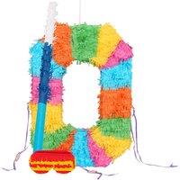 Fax Potato Number 0 Pinata Set with Stick & Blindfold - Blue Stick