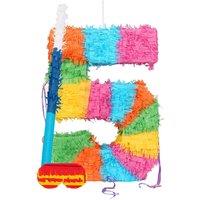 Fax Potato Number 5 Pinata Set with Stick & Blindfold - Blue Stick