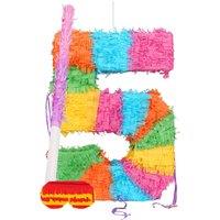 Fax Potato Number 5 Pinata Set with Stick & Blindfold - Pink Stick