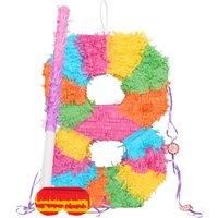 Fax Potato Number 8 Pinata Set with Stick & Blindfold - Pink Stick