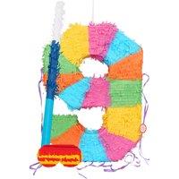 Fax Potato Number 9 Pinata Set with Stick & Blindfold - Blue Stick