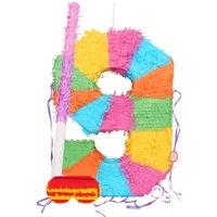 Fax Potato Number 9 Pinata Set with Stick & Blindfold - Pink Stick