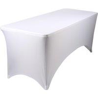 Harbour Housewares Rectangular Spandex Fitted Tablecloth - 180cm - Elasticated Cover in White