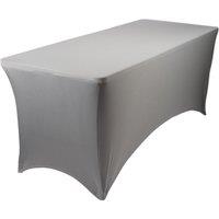 Harbour Housewares Rectangular Spandex Fitted Tablecloth - 180cm - Elasticated Cover in Grey