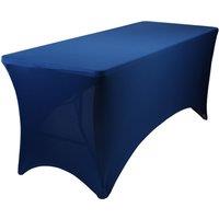 Harbour Housewares Rectangular Spandex Fitted Tablecloth - 180cm - Elasticated Cover in Blue