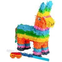 Fax Potato 3pc Donkey Pinata Set with Stick & Blindfold in Blue