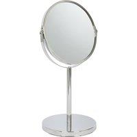 Harbour Housewares Metallic Pedestal Mirror - 18.5 x 34.5cm - Magnifying Makeup Mirror in Silver | Size: 18.5 x 34.5 cm
