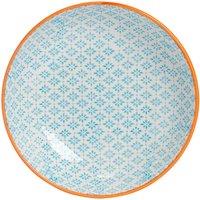 Nicola Spring Hand-Printed Pasta Bowl - 22cm in Blue