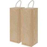 Harbour Housewares Wooden Wine Boxes - Single Bottle - Natural - Pack of 2