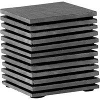 Argon Tableware Linea Square Slate Coasters - 10cm - 12x Natural Black Stone Home Kitchen Drink Coffee Cup Glass Holder Table Mat Placemats