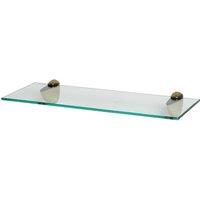 Harbour Housewares Floating Glass Shelf - 50cm - Bathroom Shower Storage Display Shelf in Gold