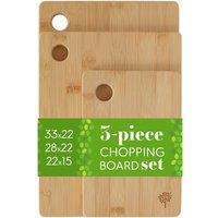 Nicola Spring 3pc Bamboo Chopping Board Set - 100% Bamboo Natural Cutting Serving Boards in Brown
