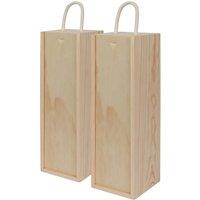 Harbour Housewares Wooden Champagne Wine Boxes - Single Bottle - Natural - Pack of 2