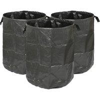 Harbour Housewares 270L Garden Waste Bags with Handles - 3x Large Gardening Rubbish Sacks in Black