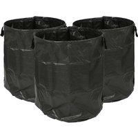 Harbour Housewares 300L Garden Waste Bags with Handles - 3x Large Gardening Rubbish Sacks in Black