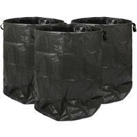 Harbour Housewares 400L Garden Waste Bags with Handles - 3x Large Gardening Rubbish Sacks in Black