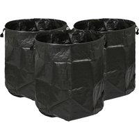 Harbour Housewares 500L Garden Waste Bags with Handles - 3x Large Gardening Rubbish Sacks in Black
