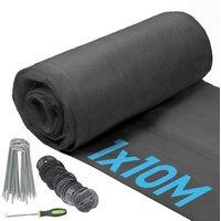 Harbour Housewares 50gsm Weed Control Fabric Set with Pegs & Plates - 1M x 10M (1 Roll) in White