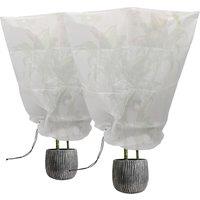 Harbour Housewares 2x Plant Fleece Frost Protection Covers with Drawstring - 80cm x 100cm in White | Size: 80 cm x 100 cm