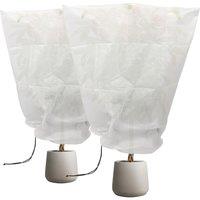 Harbour Housewares 2x Plant Fleece Frost Protection Covers with Drawstring - 80cm x 120cm in White | Size: 80 cm x 120 cm