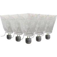 Harbour Housewares 5x Plant Fleece Frost Protection Covers with Drawstring - 80cm x 100cm in White | Size: 80 cm x 100 cm