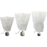 Harbour Housewares 3pc Plant Fleece Frost Protection Cover Set with Drawstring - 3 Sizes in White