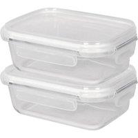 Harbour Housewares 640ml Glass Food Storage Containers - Airtight Meal Prep Tubs - 2 Pack in White