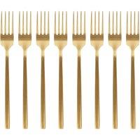 Argon Tableware Stainless Steel Dinner Forks - 19.5cm - Pack of 8 in Gold