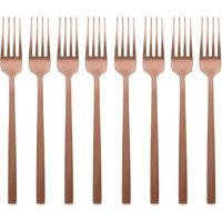 Argon Tableware Stainless Steel Dinner Forks - 19.5cm - Pack of 8 in Copper