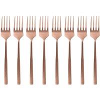 Argon Tableware Stainless Steel Cake Forks - 15cm - Pack of 8 in Copper
