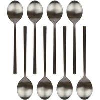 Argon Tableware Stainless Steel Dessert Spoons - 20cm - Pack of 8 in Black