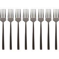 Argon Tableware Stainless Steel Cake Forks - 15cm - Pack of 8 in Black