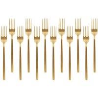 Argon Tableware Stainless Steel Dinner Forks - 19.5cm - Pack of 12 in Gold