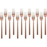 Argon Tableware Stainless Steel Dinner Forks - 19.5cm - Pack of 12 in Copper