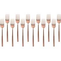 Argon Tableware Stainless Steel Cake Forks - 15cm - Pack of 12 in Copper